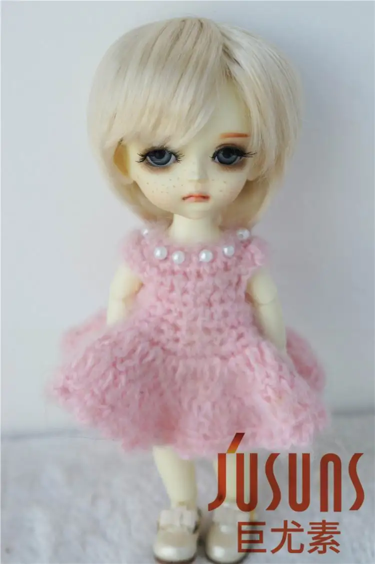 JD081 1/8 синтетическая мохер кукла парики Мода короткую стрижку парик, 5-6 дюймов крошечные куклы волосы куклы смолы аксессуары - Цвет: Blond SM202