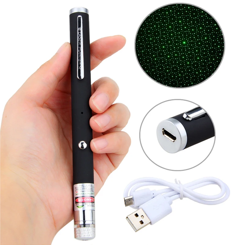 

Зеленая лазерная перезаряжаемая USB мощная лазерная указка 5 мВт 1000 м, ручка для указки, учебное пособие высокого качества