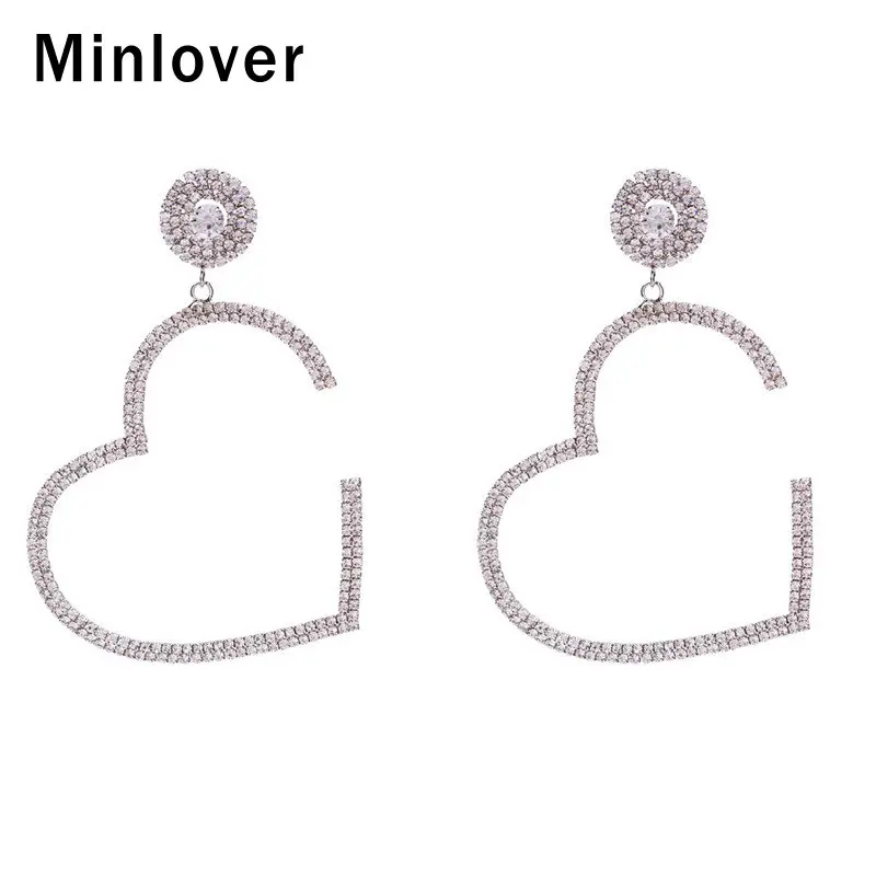 Простые Свадебные серьги Minlover в форме сердца для женщин милые Стразы 2019 модные