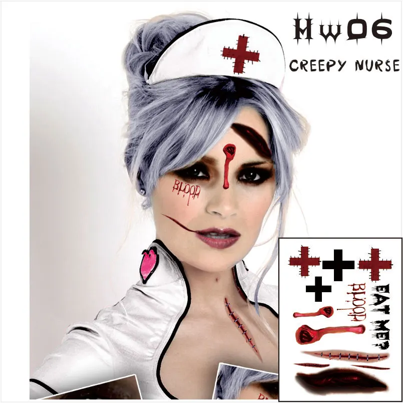 # HW06 ужасная жуткая медсестра рана крови кожа царапина временная татуировка для