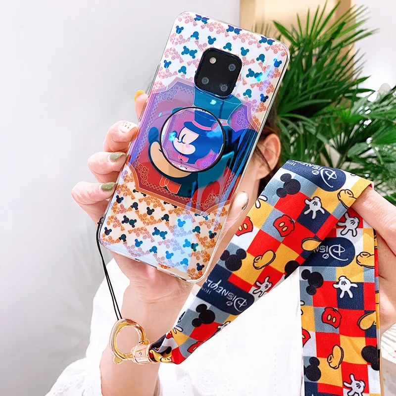 as picture Для huawei p20 p30 Ретро Мик мягкий чехол для huawei mate20 pro nova4 милый мультяшный чехол+ подставка+ длинный ремень - Цвет: as picture