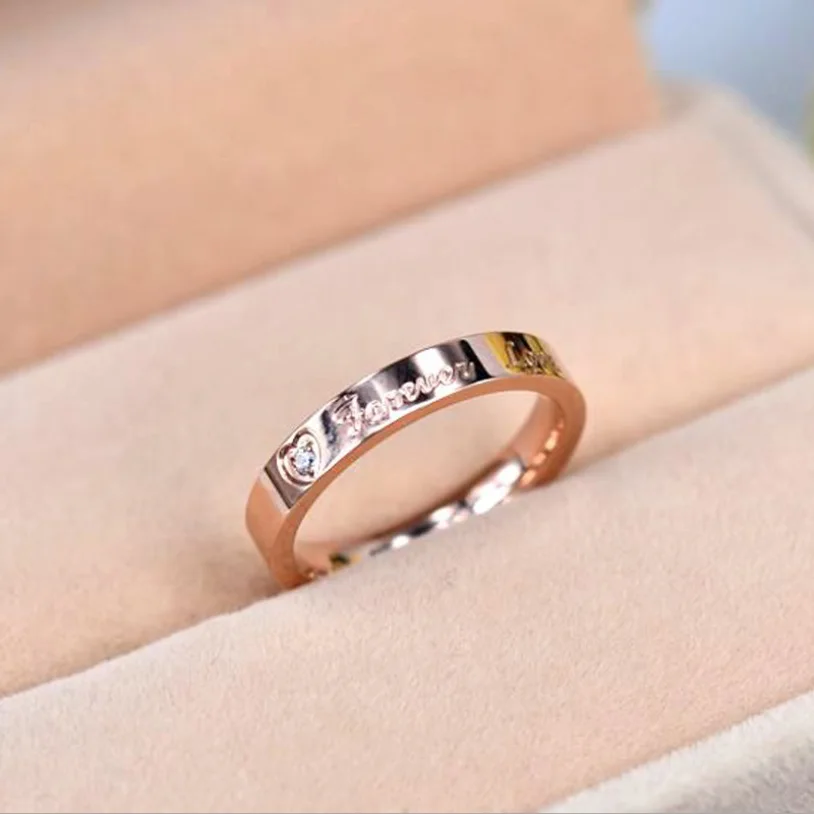 Обручальное кольцо love forever из нержавеющей стали с цирконом|Обручальные кольца| |