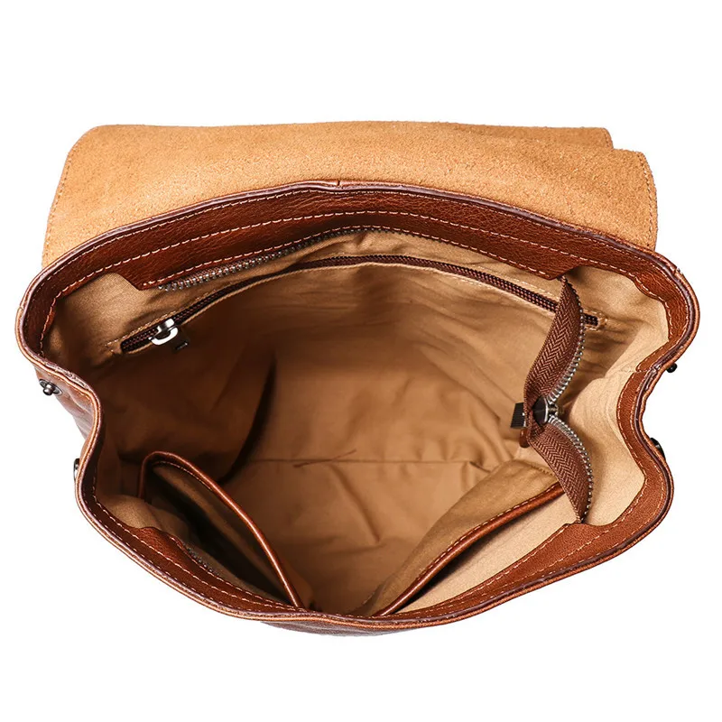 Рюкзак Nesitu винтажный из натуральной кожи коричневого цвета с