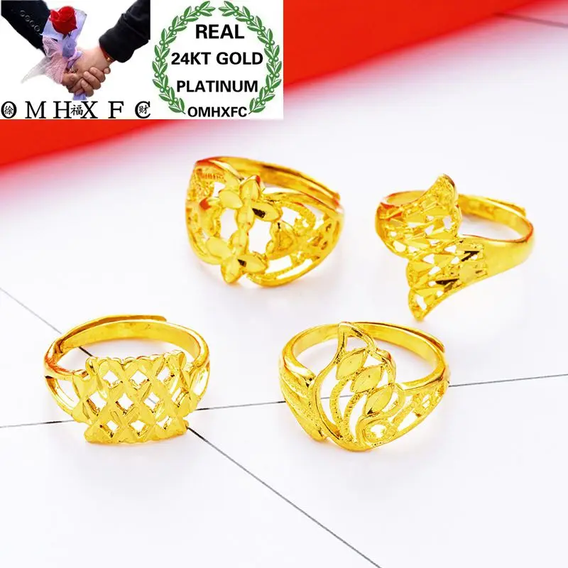 

OMHXFC Оптовая Европейская мода Женская вечевечерние НКА день рождения свадебный подарок винтажное полое Цветочное сердце 24KT настоящее золот...