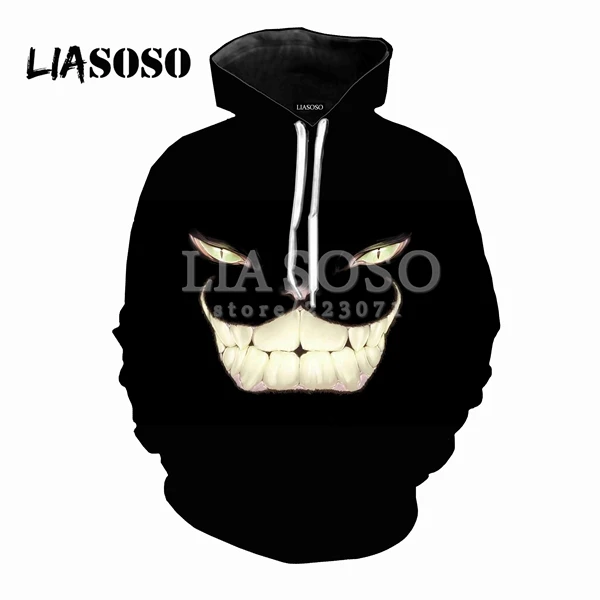 6 LIASOSO, осенняя Новинка, мужская, женская модная толстовка, 3D принт, Чеширский кот, толстовка, Harajuku, длинный рукав, милый топ, Повседневный пуловер, M054 - Цвет: 6