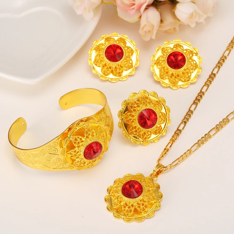 Большой комплект ювелирных украшений из колье серёг и кольца с эфиопскими