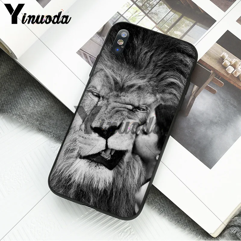 11pro MAX животные Лев умный чехол черный мягкий для телефона iPhone X XS 6 6S 7 7plus 8 8Plus 5 5S