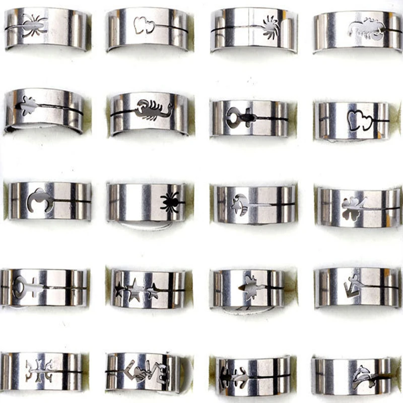 

Mix Wholesale 6Pcs/lot 316L Stainless Steel Rings Jewelry for Men Women Wedding Ring Lot Fashion Jewelry