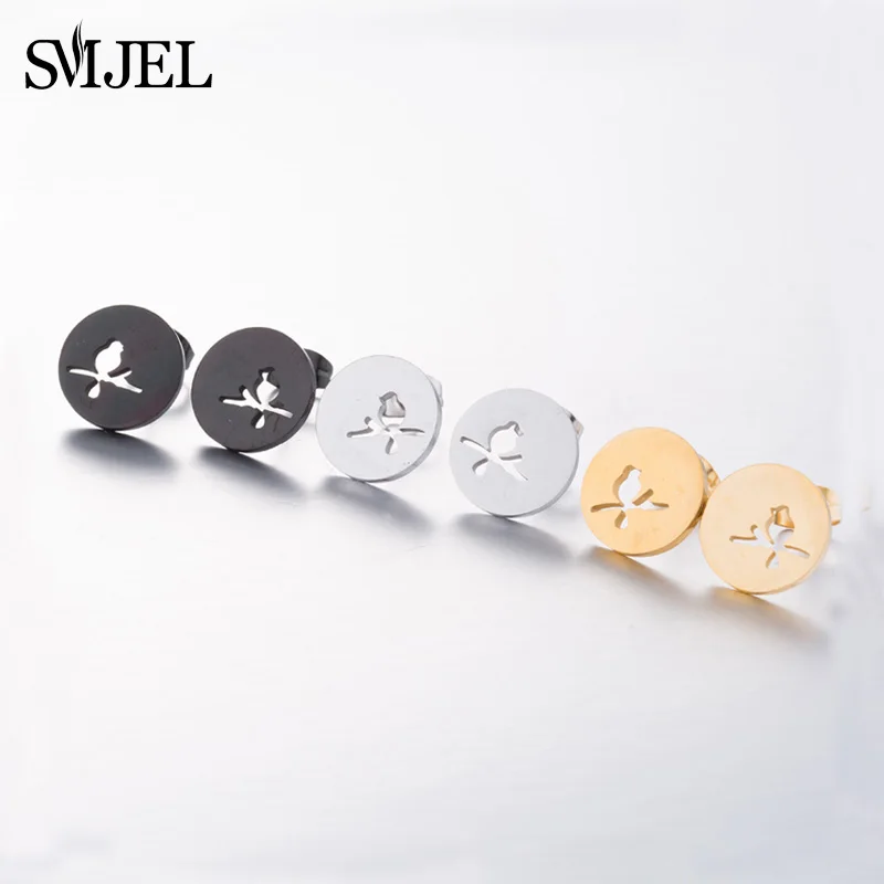 SMJEL модные милые серьги-гвоздики с животными для женщин и детей, ювелирные изделия из нержавеющей стали, серьги с кошкой, луной, звездой, ювелирные изделия, аксессуары, подарки