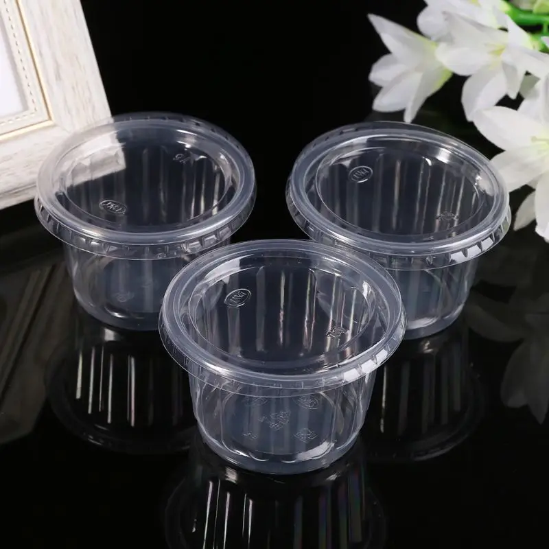 50 шт одноразовые чашки набор 150 мл соус горшок рифленый контейнер Jello Shot Cup слизи хранения с крышкой для кетчупа