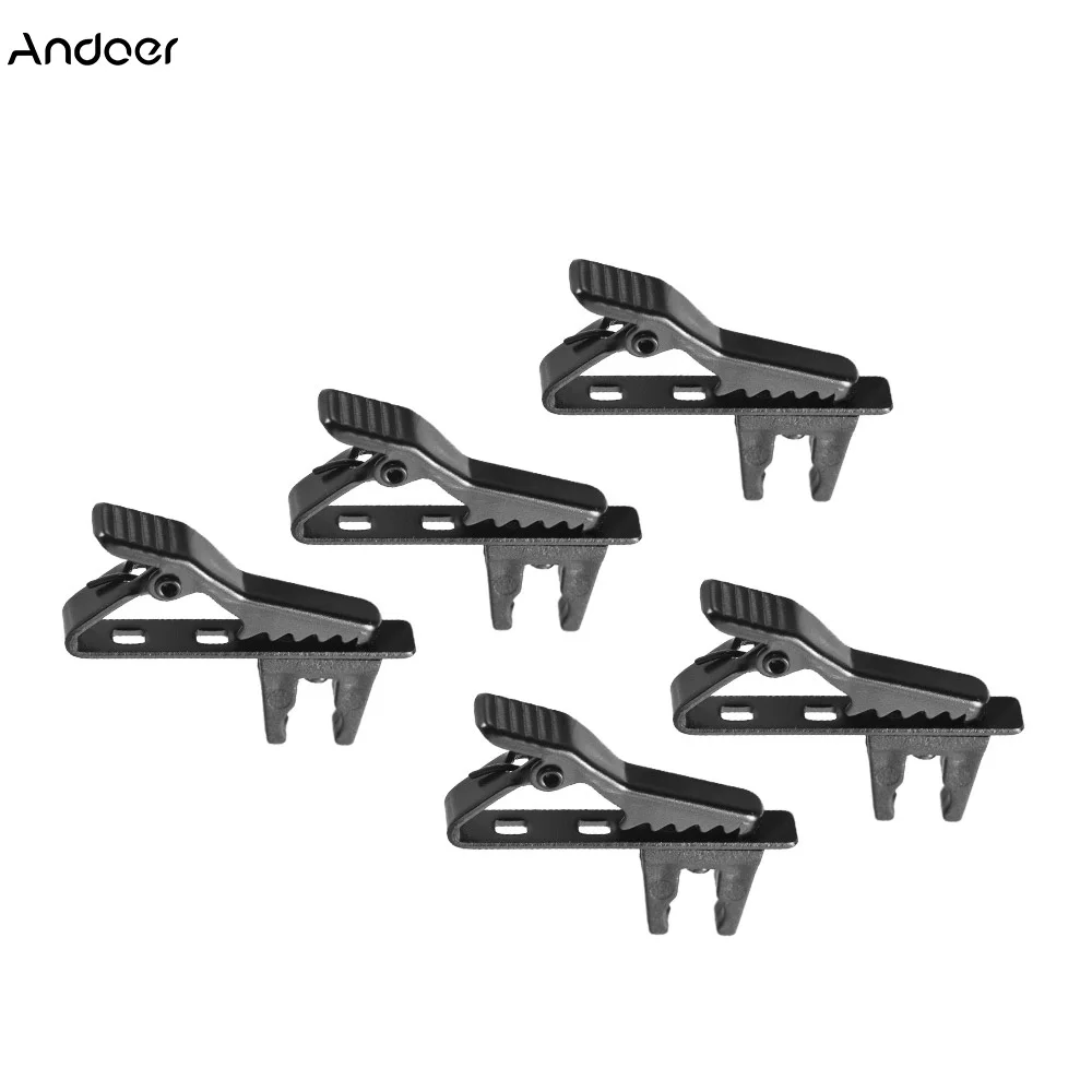 

Andoer EY-J06A 5pcs Mic Microphone Tie Clip 5mm Wired Lapel Mic Microphone Tie Clip High Quality