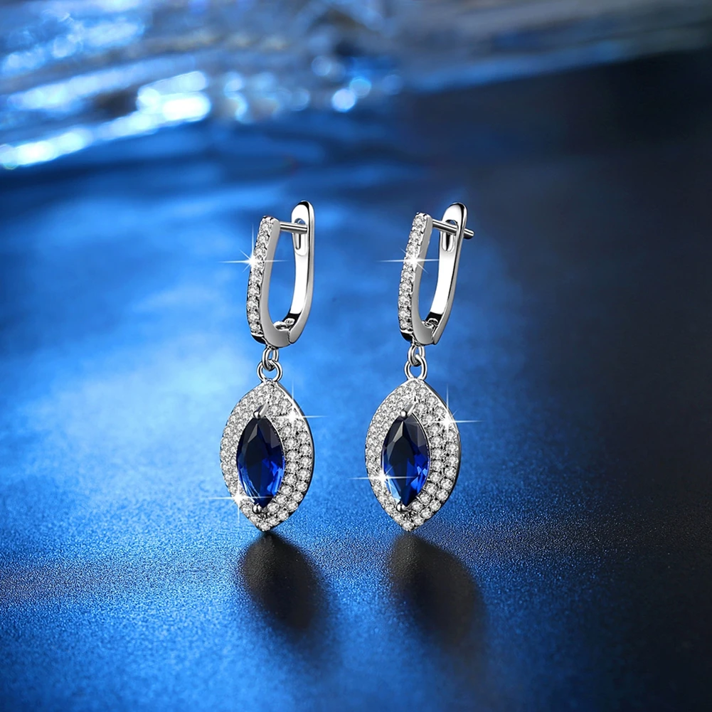 Оптовая продажа серебряные серьги для женщин модные посеребренные с голубыми