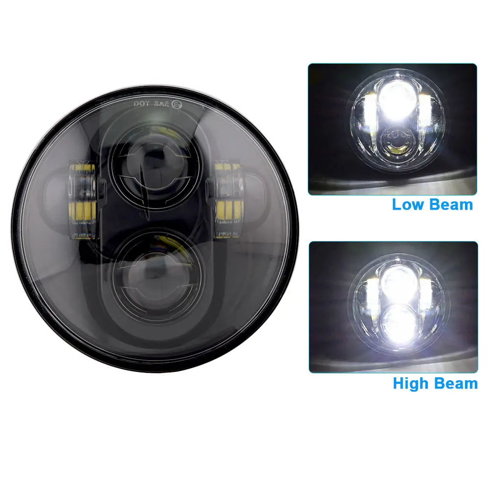 40w black Стиль хромированный 5,75 дюймов светодиодный фонарь 5 3/" светодиодный DRL 50 Вт мотоциклетные фары для Sportster 883 XL883 FXCW - Цвет: 40w black
