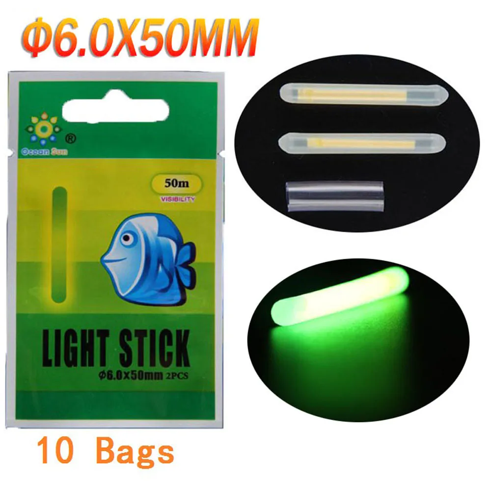 10 Bags/set химический фонарь для Карповой рыбалки поплавки зеленая флуоресцентная
