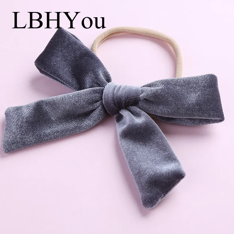 15pcs/lot Velvet Bows Nylon Headbands For Girls Handmade Elastic Knotbows Hairbands School Baby Kids Head Wraps | Аксессуары для