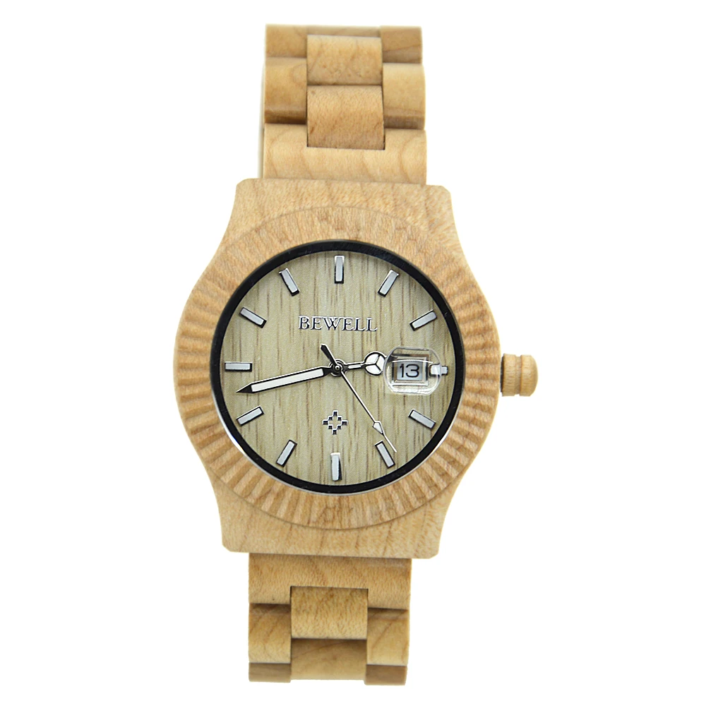 BEWELL Элитный бренд ручной работы сандалового дерева дешевый часы кварцевые