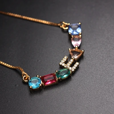 necklaces gold Многоцветные Прозрачные Серьги с буквой золотистого цвета ожерелья Ювелирные наборы для женщин cz ушные манжеты Свадебный комплект для невесты - Окраска металла: necklaces gold