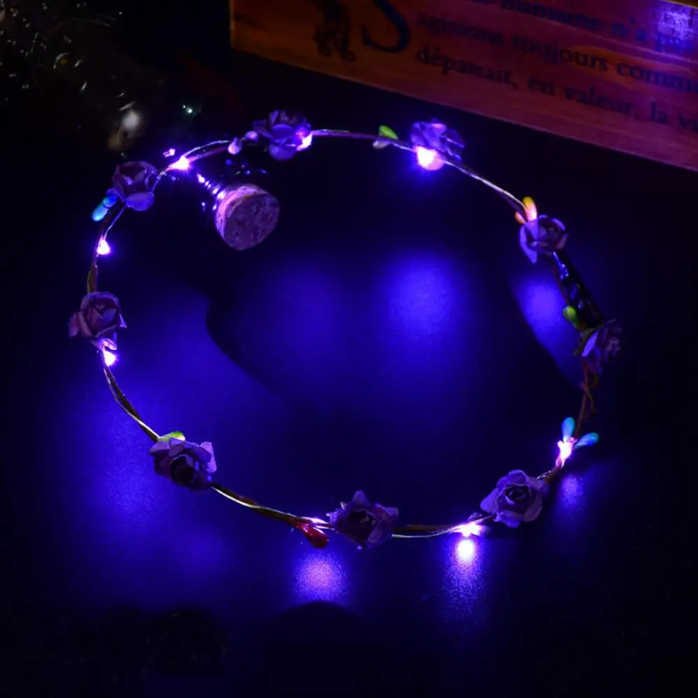 Purple M MISM, модный светодиодный светящийся цветок, венок для женщин, новинка, светящиеся вечерние аксессуары для волос для девочек, блестящая красочная гирлянда - Цвет: Purple