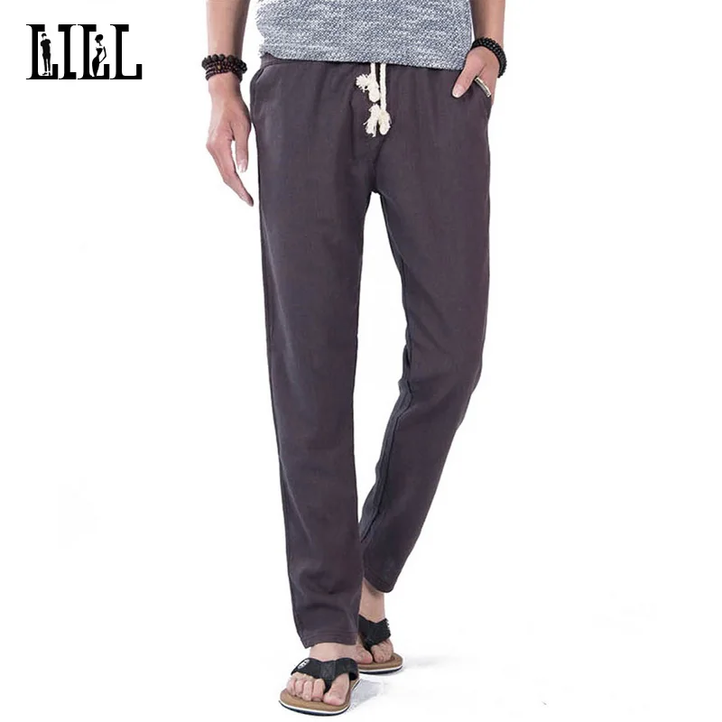 Брюки LILL 5XL мужские хлопковые Брендовые повседневные дышащие тонкие льняные