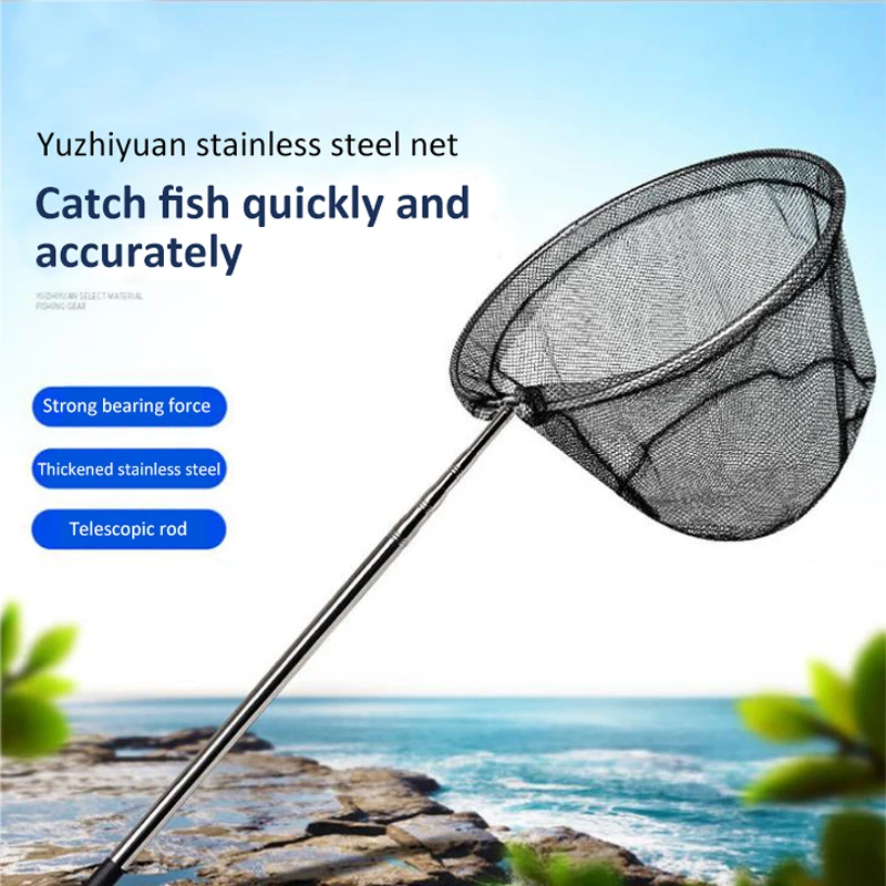 

2m-2.4m-2.85m Folding Fishing Net Retractable Telescoping Aluminum Alloy Pole Hand Large Catch Fish Landing Net