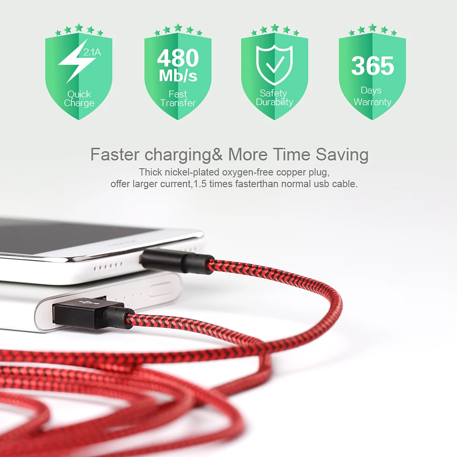APPCAS Micro USB кабель, 2 м/6FT3M/10 футов очень длинный нейлоновый плетеный шнур высокоскоростной USB для Micro usb зарядки Android кабели