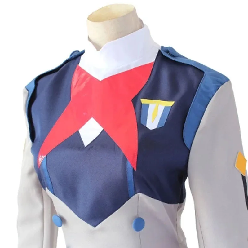 

Anime DARLING in the FRANXX Code002 Cosplay Red Gray Dress Cute Combat Uniform Including Wig Headdress