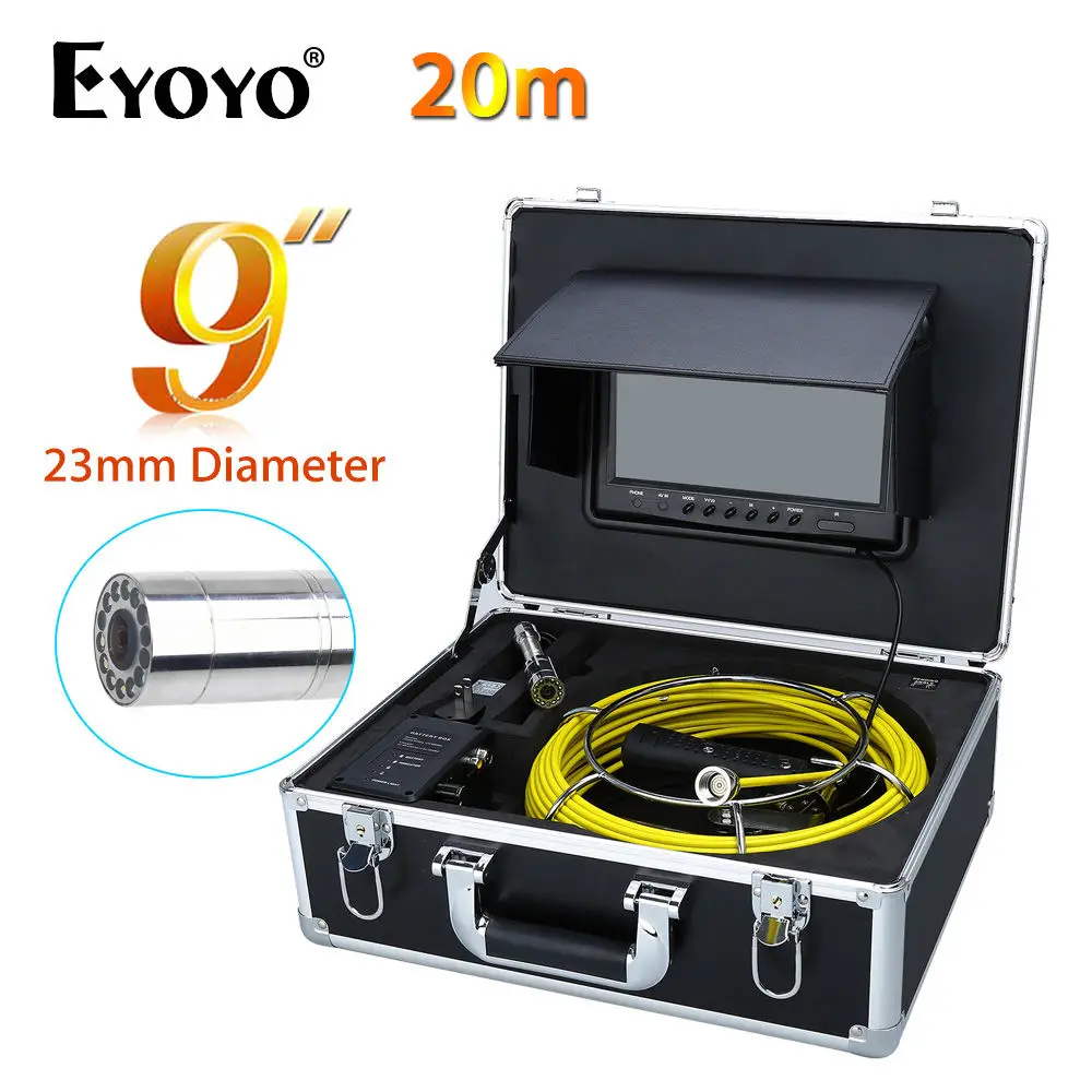 Eyoyo 9 &quot20 м HD lcd CMOS 23 мм 1000TVL 12 В настенный дренажный канализационный трубопровод