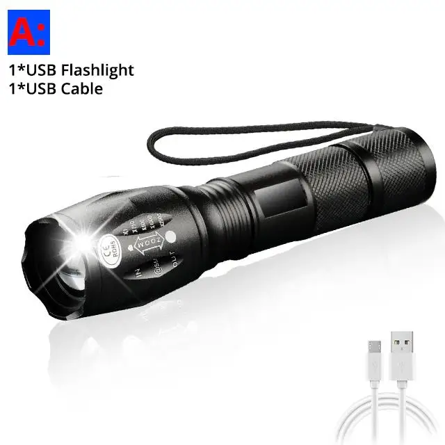 Package A USB фонарик 2500Lums Lanterna светодиодный L2/T6 тактический фонарь с масштабируемым аккумулятором Высокой Мощности Перезаряжаемый встроенный аккумулятор 2400 мАч - Испускаемый цвет: Package A
