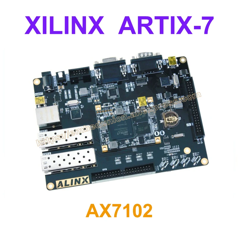 RQ-AX7102 A7 FPGA макетная плата Artix-7 XC7A100T-2FGG484I с 8Gb DDR3, 128M FLASH, JTAG и последовательный порт, интерфейс оптического волокна