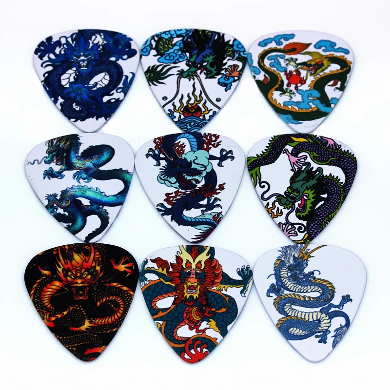 

Zonael 0.71mm Guitar Picks High Stamping Quality Guitar Paddle Two Sides Grain Pick DIY Picks Parts Chinese Dragon 2S3-3