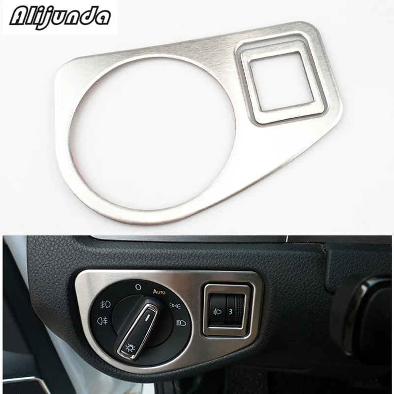 

Headlight Button Cover Trim For Volkswagen VW Golf 7 MK7 VII GTI R 2014-2017 Head Lamp Light stainless steel