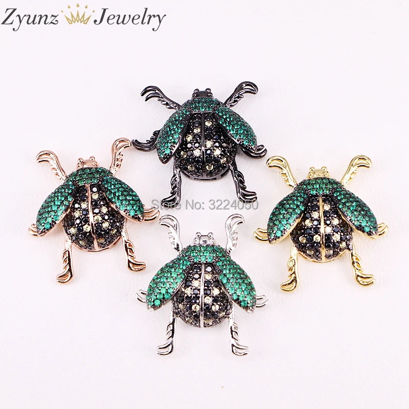 5 шт. модные микро проложить CZ насекомых женщин браслет разъем бусины ювелирные
