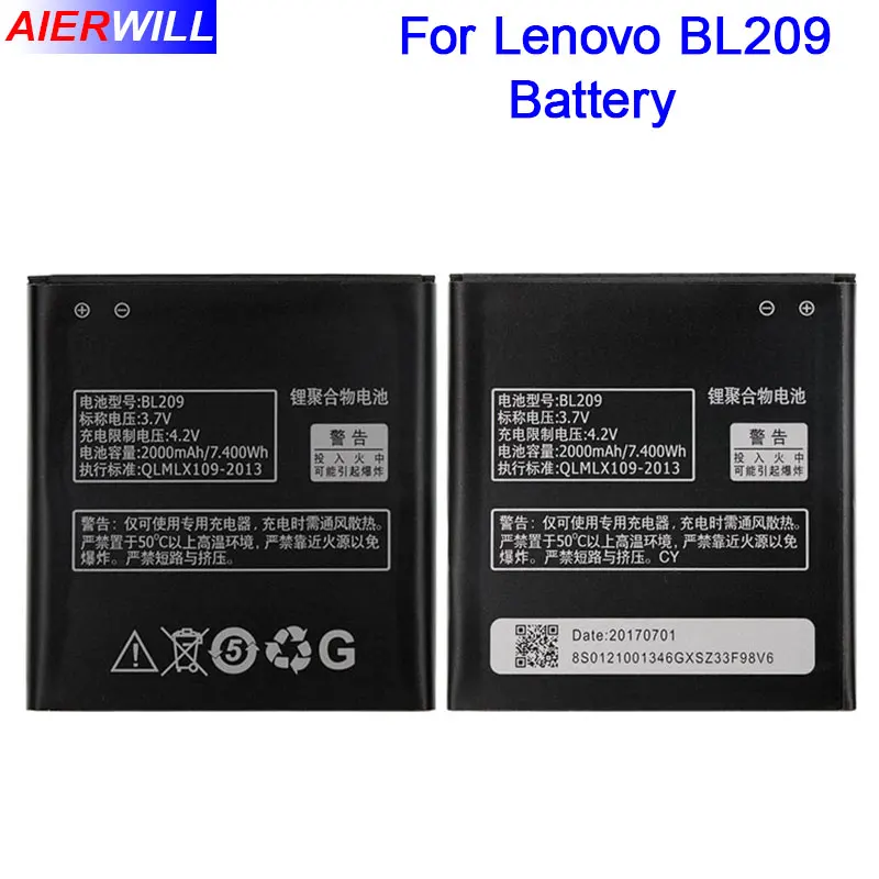 Аккумулятор BL209 для lenovo A706 A788T A820E A760 A516 A378T A398T Стандартный аккумулятор батарея 2000
