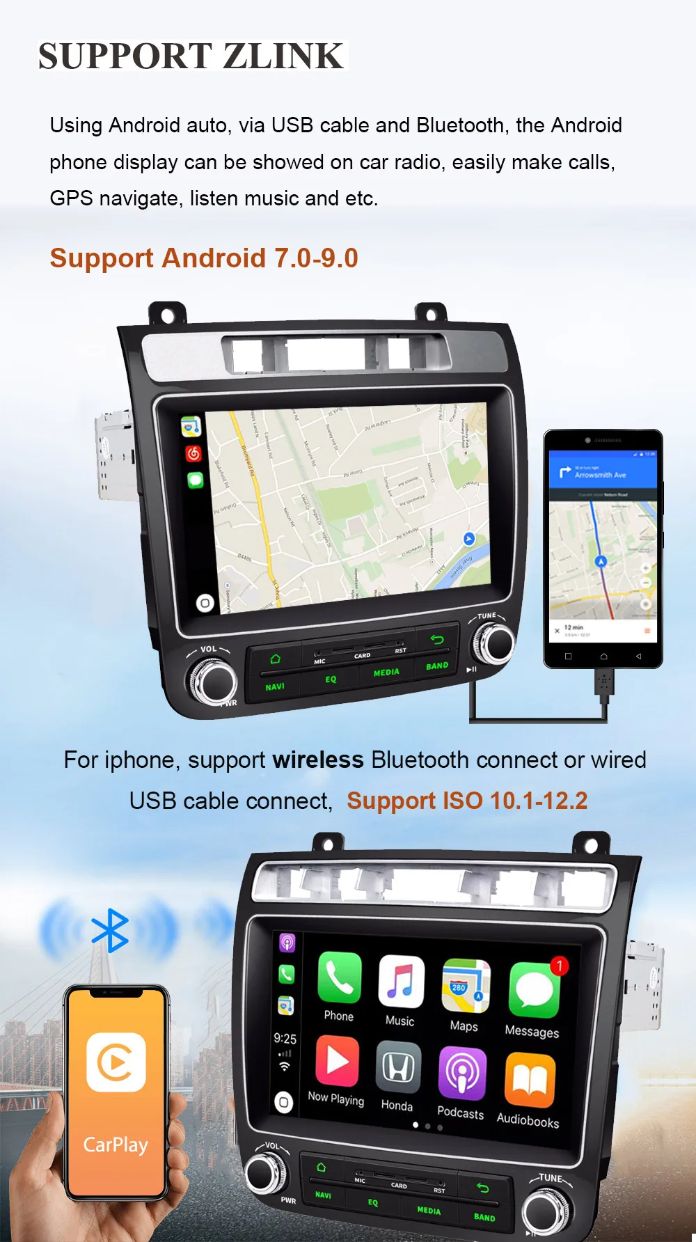 ARKRIGHT 8 ''4+ 64gb 1 din Android 8,1 автомобильный Радио/Автомобильный мультимедиа/dvd-плеер быстрая загрузка/4G для VW Volkswagen Touareg 2010