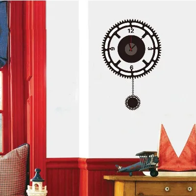 

Gear clock Sticker Bedroom Living Room Home DIY Removable Mural PVC Decal custom removable waterproof