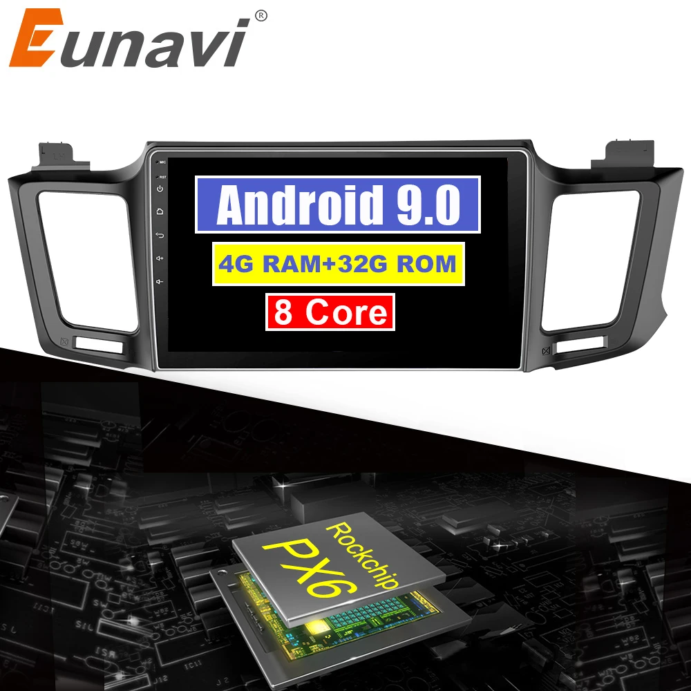 Eunavi 4G + 32G Android 9 0 автомобильное радио Мультимедиа Аудио Видео плеер WiFi навигация gps