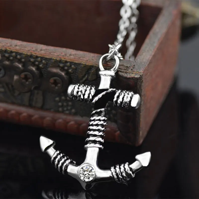 WAWFROK Панк мужской пиратский Якорь Кулон ожерелье мужское из нержавеющей стали