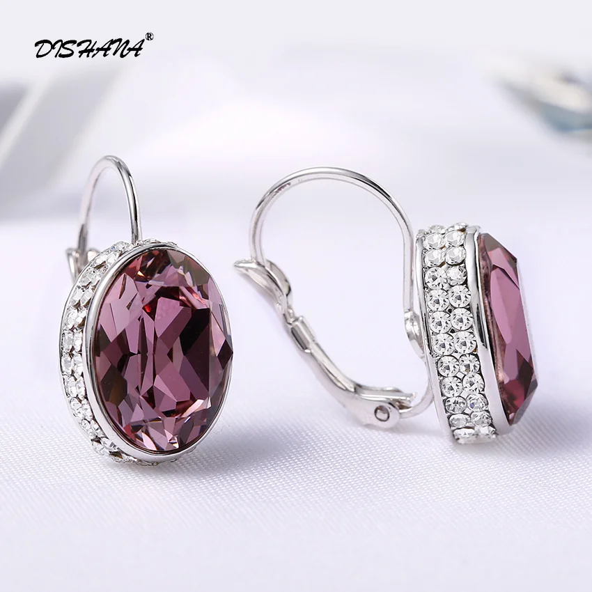 platinum plating Кристальные Висячие серьги для женщин, роскошные серьги Mujer Moda золотого цвета, модные ювелирные изделия, геометрические массивные серьги для женщин E0177 - Окраска металла: platinum plating