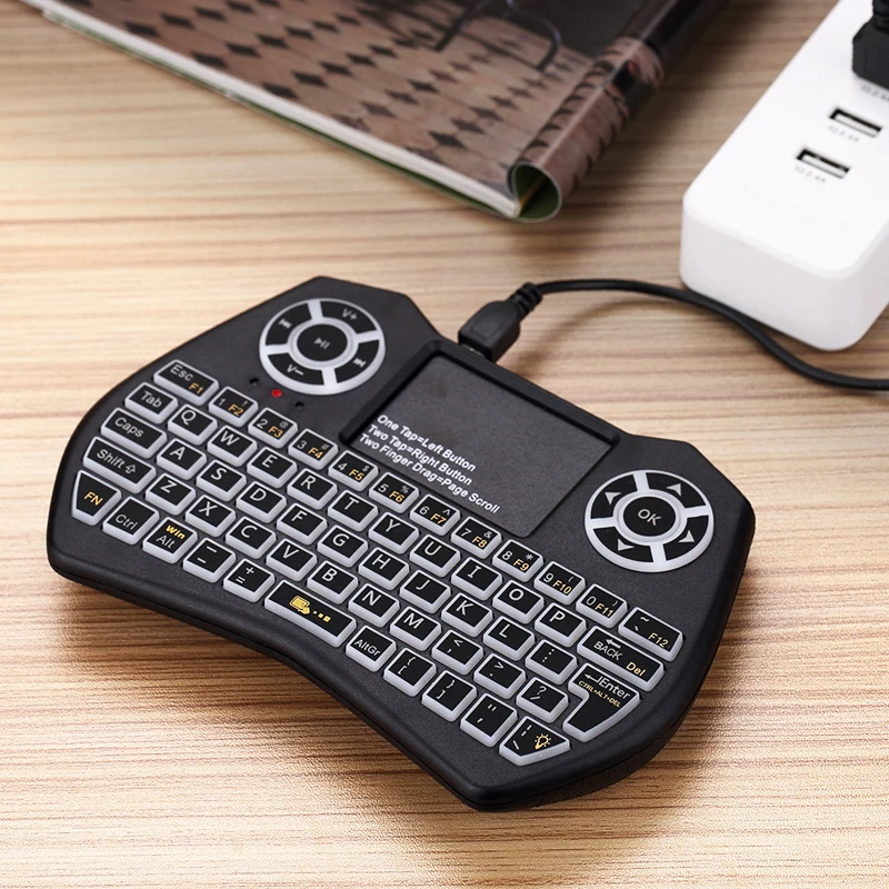 I9 Plus Мини Клавиатура 2 4 ГГц беспроводная клавиатура Air Mouse Touchpad с подсветкой