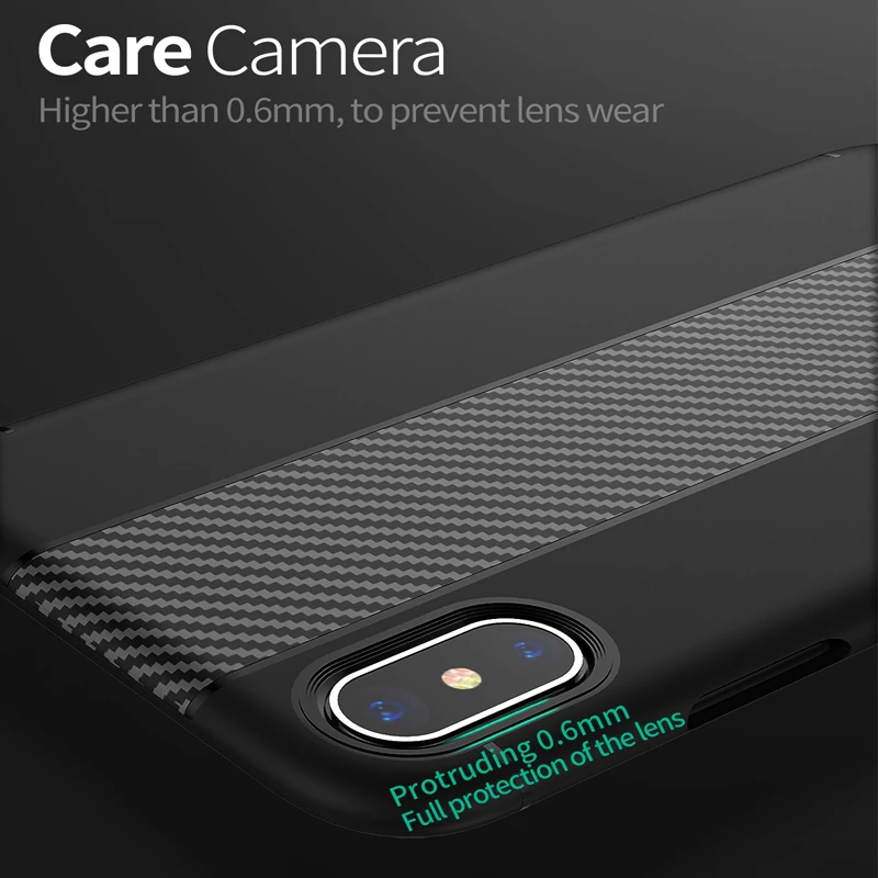 Чехол из карбонового волокна TOTU для iPhone X, фундас, капинья, ударопрочный, мягкий резиновый силиконовый задний корпус.