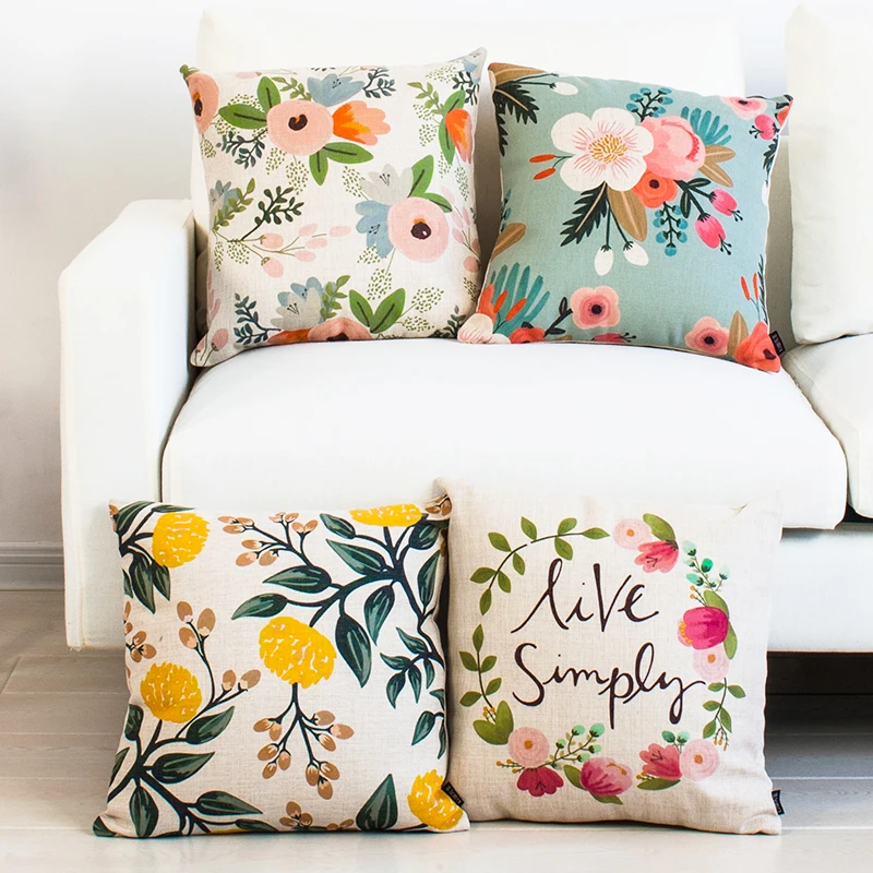 Пасторальная Цветочная подушка с листьями наволочка диванные подушки для дома