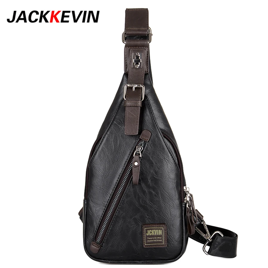 Jackkevin бренд качества Грудь сумка мужчин Anti-Theft Магнитная застежка кожа моды