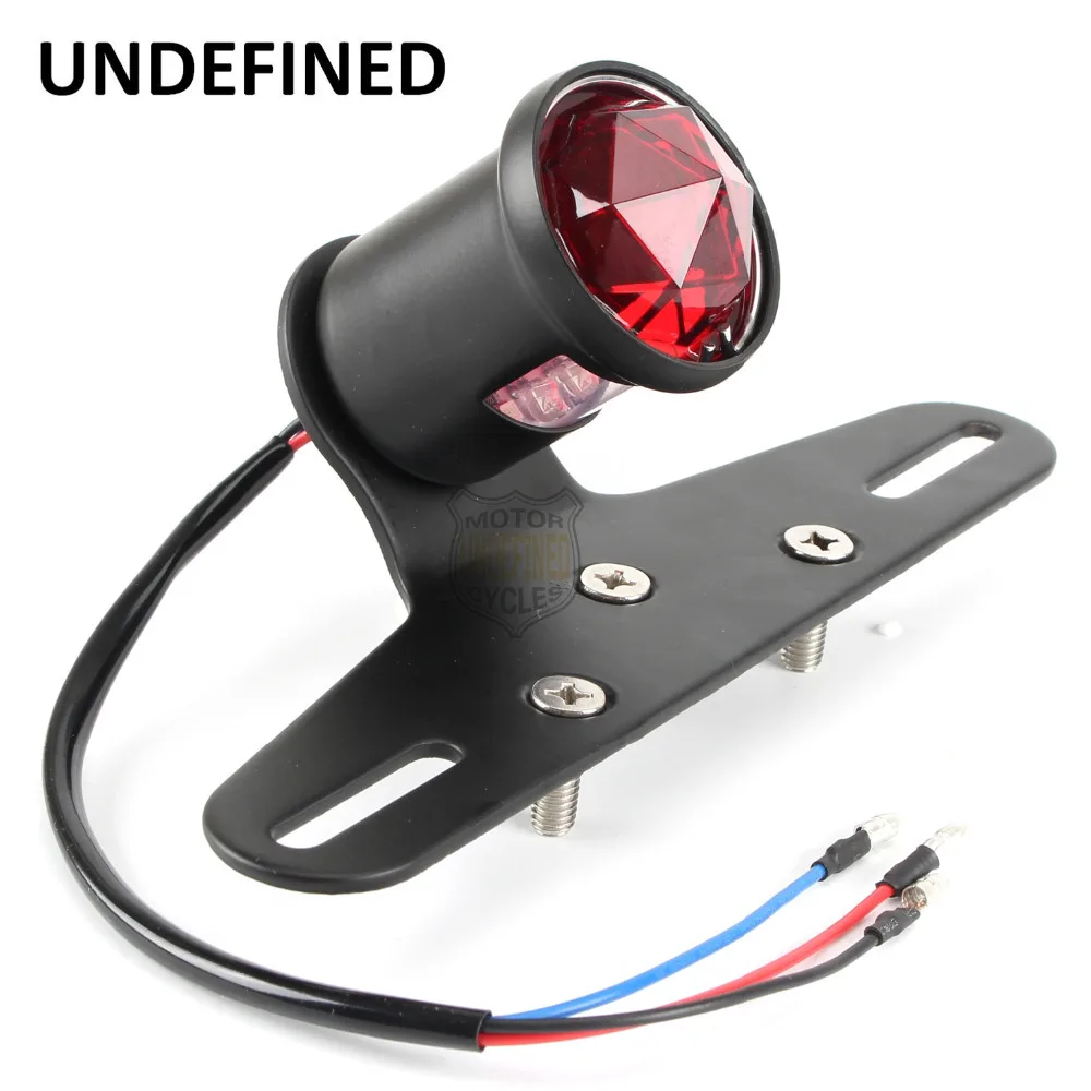 

Motorcycle Diamond Black Red LED Running Tail Brake Light License Plate Bracket For Harley Kawasaki Suzuki Bikes UNDEFINED