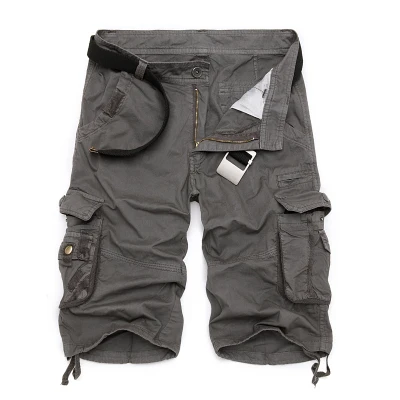 dark grey Камуфляжные карго шорты мужские Новые мужские повседневные шорты мужские свободные рабочие шорты мужские военные короткие штаны - Цвет: dark grey