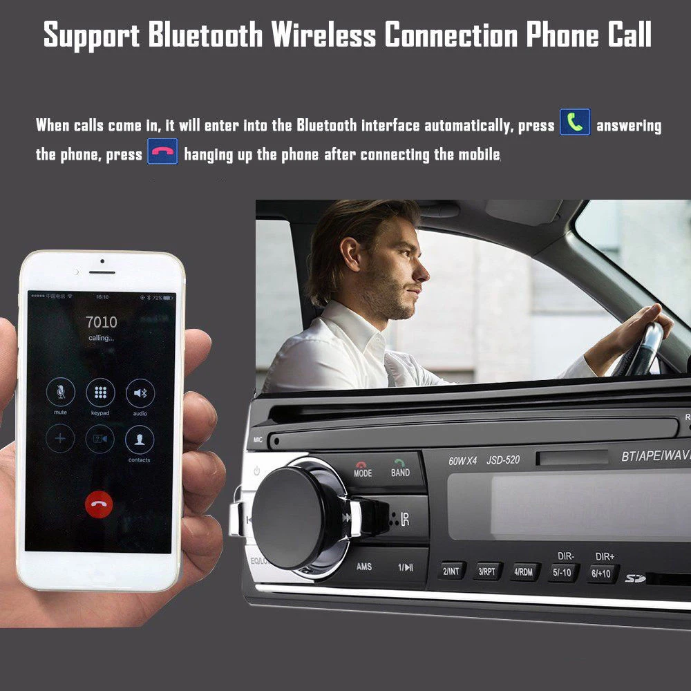 1 Din автомобильный MP3 мультимедийный плеер радиоприемник с Bluetooth стерео радио 12 В в