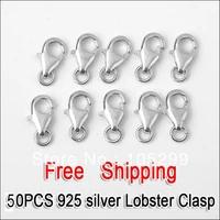 fast shipping high quality 50pcs 925 sterling silver lobster clasp women necklace bracelet making diy jewelry findings