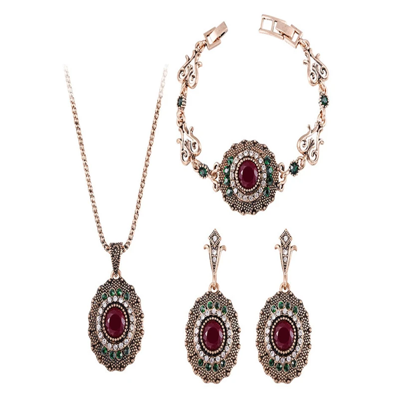 Винтаж Этническая Стиль Эмаль Красочные Ювелирные комплекты с кристаллами для