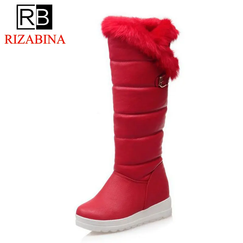 RIZABINA/женские зимние ботинки с пряжкой плюшевая обувь на платформе женские сапоги