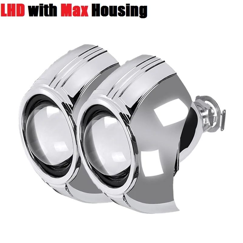 LHD with MAX Housing 2,5 дюймов, брендовые Автомобильные фары, стильные кожухи, HID линзы проектора bi xenon, модифицированный H4 H7 адаптер, фары, лампы H1 - Цвет: LHD with MAX Housing