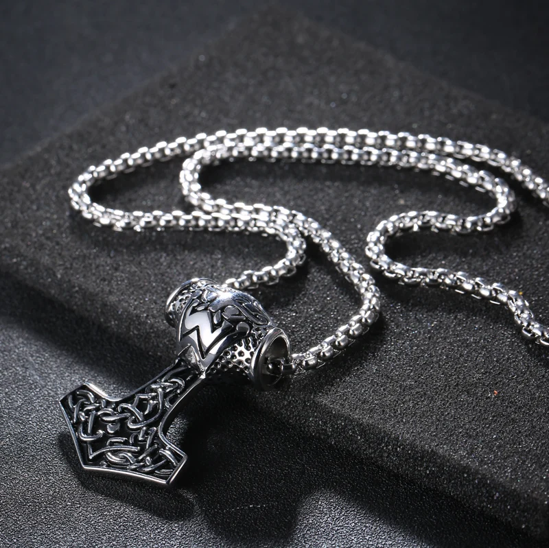 Ожерелье из нержавеющей стали для мужчин огромный Молот Тора Mjolnir амулет Викинга